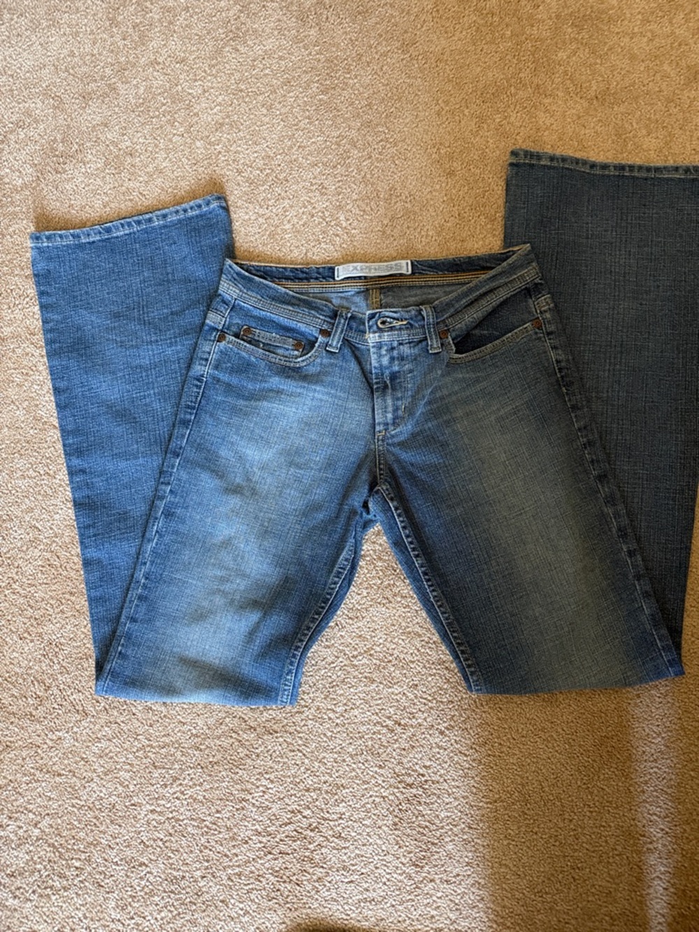 Vintage express Women's Mid Wash Blue Jeans - Classic Straight Leg